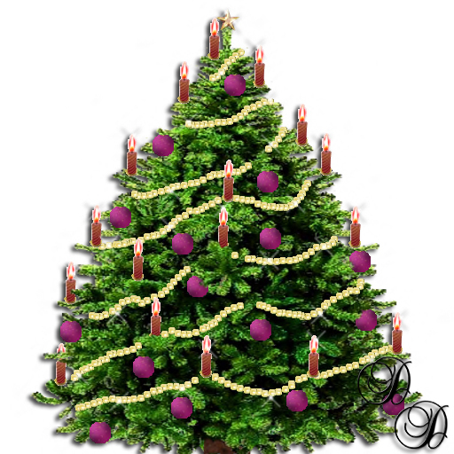Christmas Tree w/ Purple Decoration and Lights