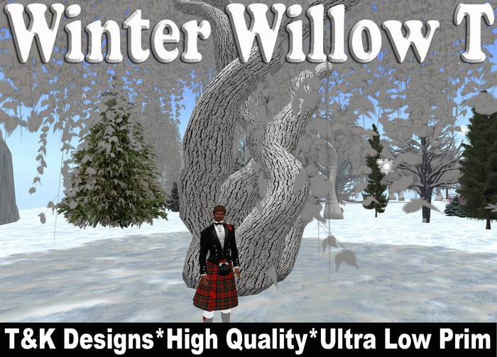 Second Life Marketplace Winter Willow Tree Twisted 4 Free Bonuses 32x32 3prims Only L599
