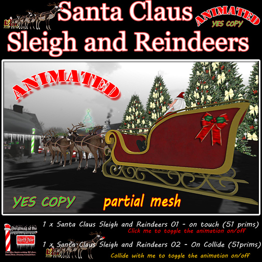 Santa Claus Sleigh and Reindeers 