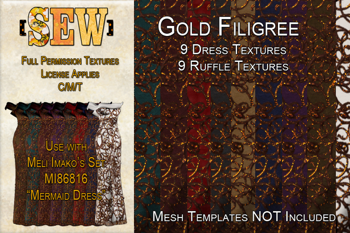 [SEW] Full Permission Textures MI86816 - Gold Filigree