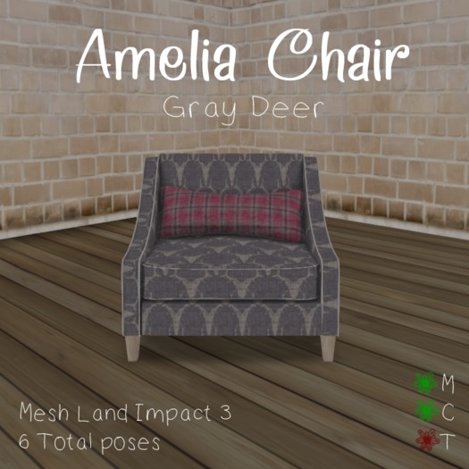 ~Doolally~ Amelia Chair Gray Deer