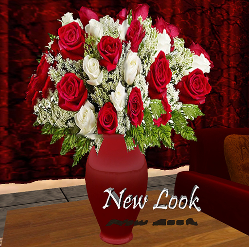 Princess Roses #2 in a RED Vase - Sculpted 2 Prims with Resizer and Fullbright On/Off 