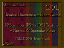*Kushi* Beaded Diamond Linen Seamless Textures Materials Ready Full Perms High Res 1024x1024 Tileable Repeating