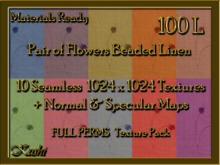 *Kushi* Paired Flowers Bead Embroidery Seamless Textures Materials Ready Full Perms 1024x1024 Tileable Repeating