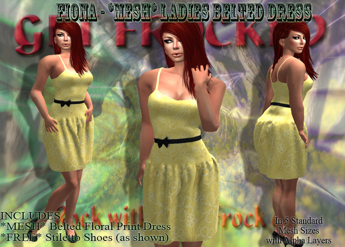 FIONA Mesh Belted Dress - LEMON 