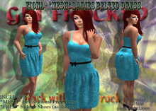 FIONA Mesh Belted Dress - BLUE