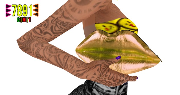 [7891.] Lips Clutch - Gold (W\Resize&ArmPoses)