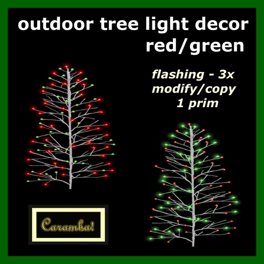 Second Life Marketplace Outdoor tree light decor red/green (mod/copy)
