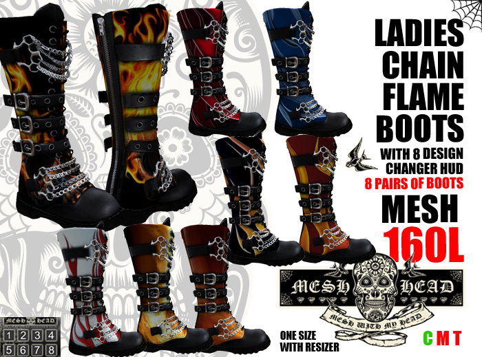 Mesh Head - Chain Flame Boots - Resizer