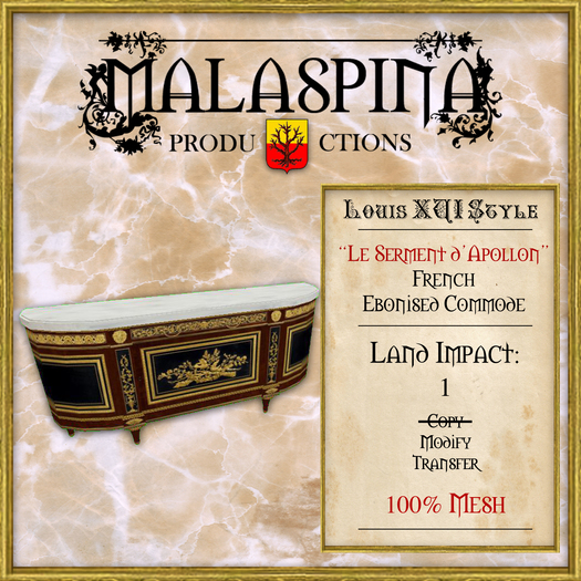 "Le Serment d'Apollon" French Ebonised Commode