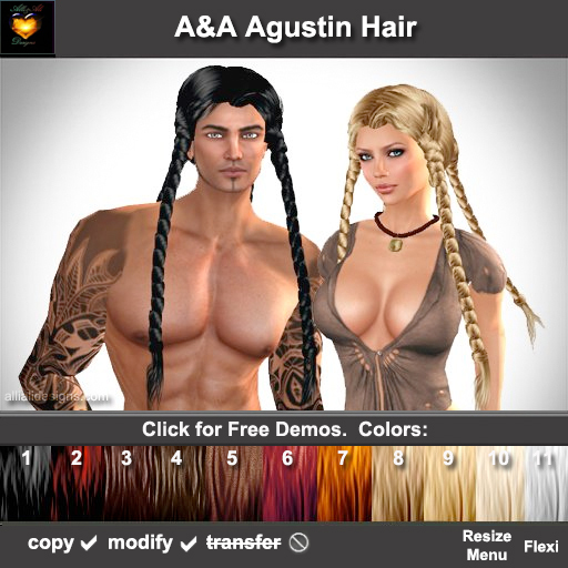 A&A Agustin Hair 11 Colors Variety Pack. Rather slim and tight fit unisex style with 4 braids