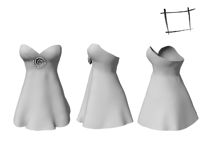 FULL PERM Rigged WC Mesh Strapless Dress with Flower