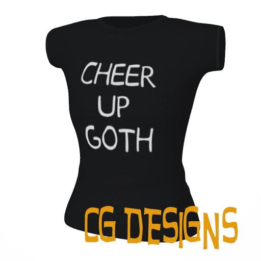 Second Life Marketplace - Women's Cheer Up Goth T Shirt ++MESH++