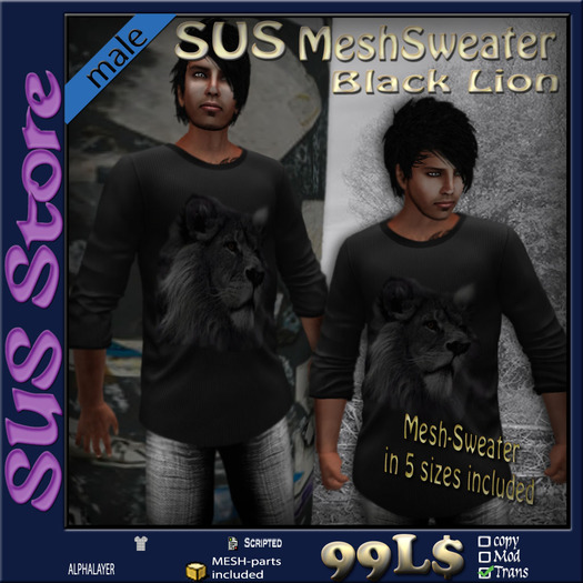 SUS MeshSweater Black Lion