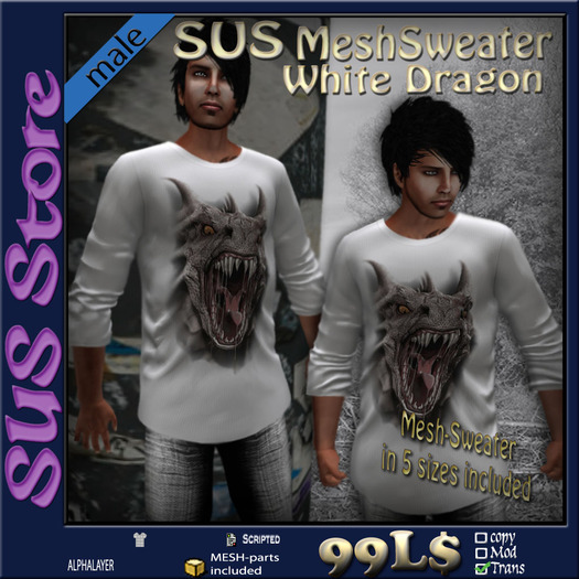 SUS MeshSweater White Dragon