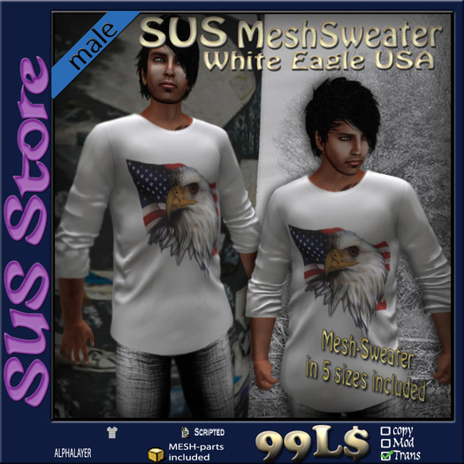 SUS MeshSweater White Eagle USA
