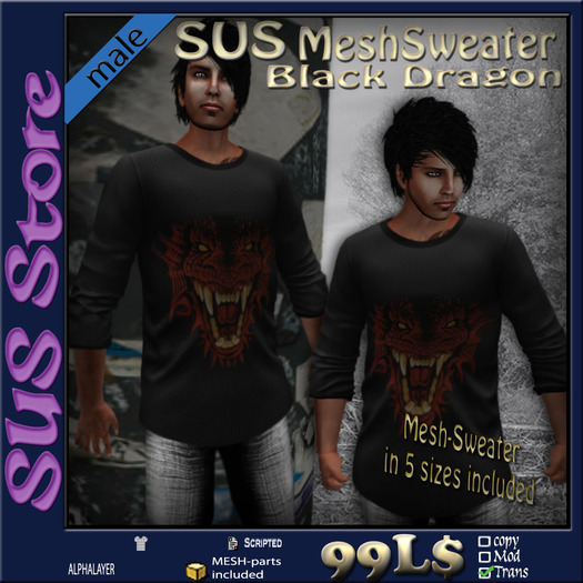 SUS MeshSweater Black Dragon