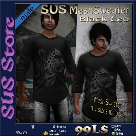 SUS MeshSweater Black Leo
