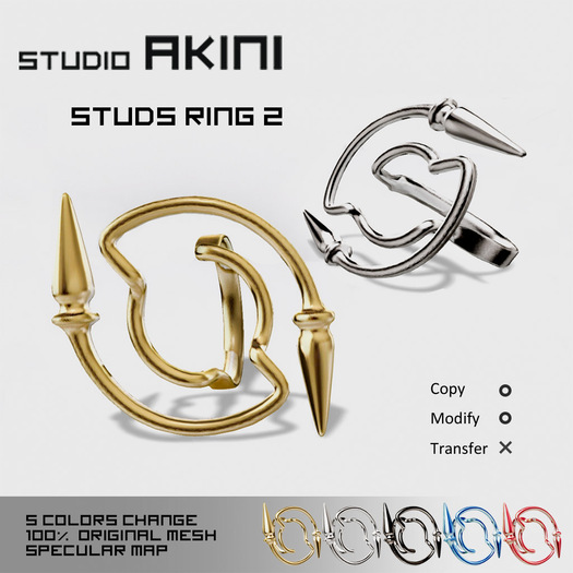"AKINI"5colorsStudsRing2