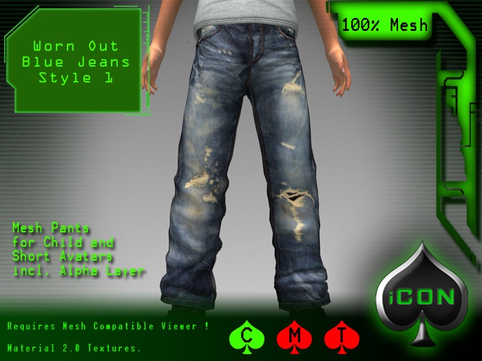 iCON - Jeans V1 - Worn Out Blue Style 1