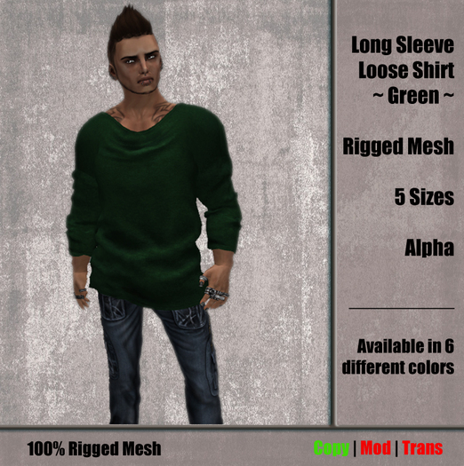 [C.H.D] Mesh Men Long Sleeve Loose Shirt - Dark Green