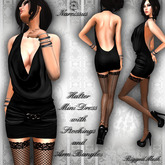 ~Narcissus~Halter Mini Dress Black Rigged Mesh