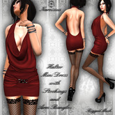 ~Narcissus~Halter Mini Dress Red Rigged Mesh