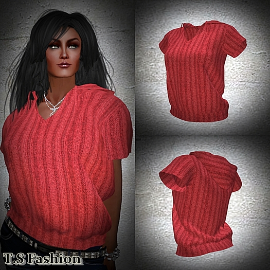 Mesh Ladies Hoody Top (Red)