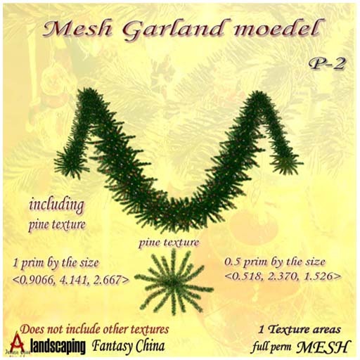 CHRISTMAS Mesh Garland moedel p-2 ,0.5-1 prim FULL PERM 