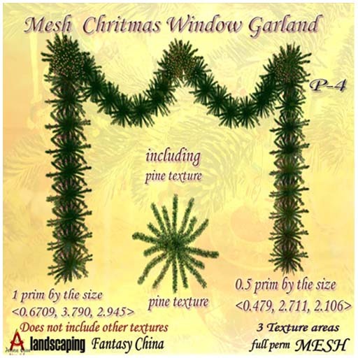 Mesh  Chritmas Window Garland p-4 ,0.5-1 prim FULL PERM 