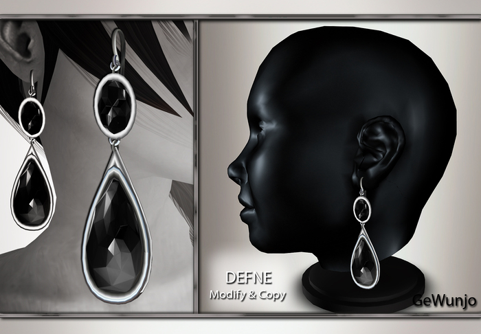 GeWunjo : DEFNE crystal black earrings