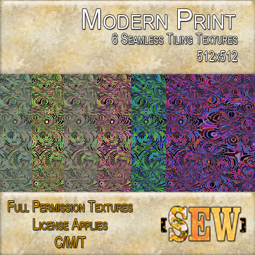 [SEW] Full Permission Textures - 60L Set - Modern Print (Fabric Texture)
