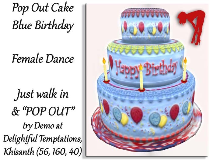 Pop Out Cake Birthday-Balloons Blue