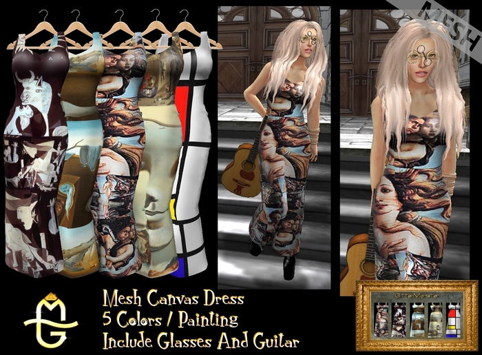 GlitterMonster - Mesh Painting Dress + HUD 5 Colors / Painting