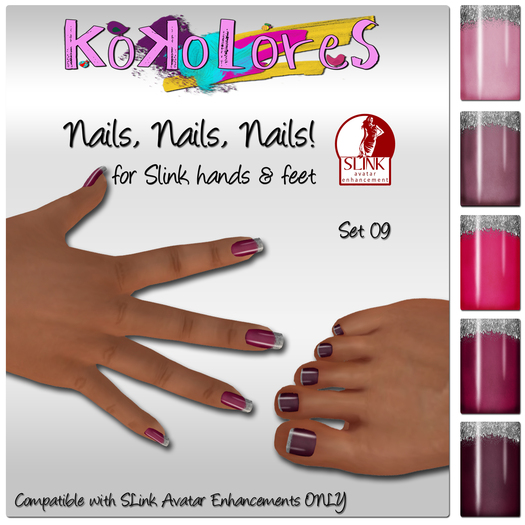 [Kokolores] Nails, Nails, Nails! Set 09 - for Slink Avatar Enhancements