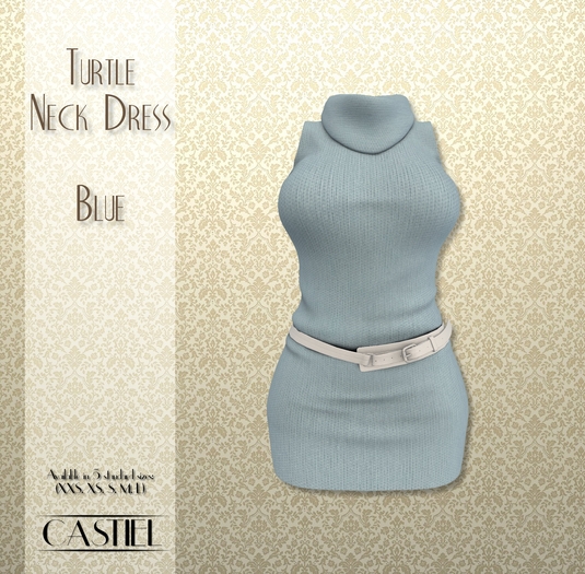 CASTIEL Turtle Neck Dress - Blue BOX