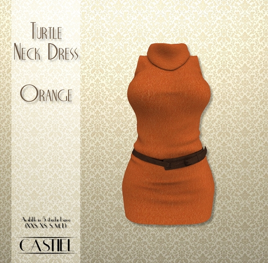 CASTIEL Turtle Neck Dress - Orange BOX