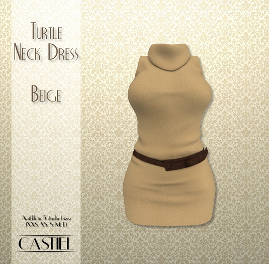 CASTIEL Turtle Neck Dress - Beige BOX