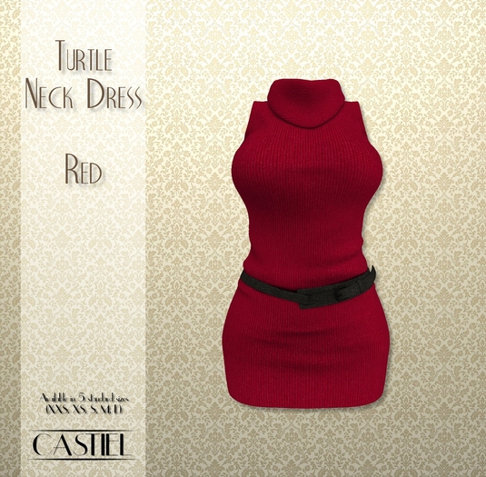 CASTIEL Turtle Neck Dress - Red 