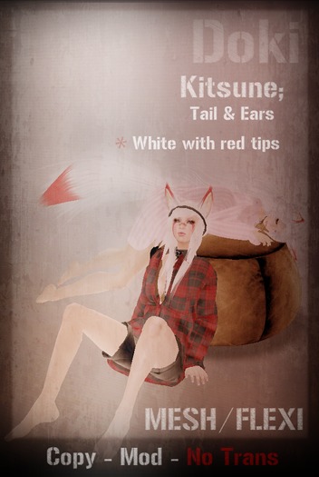 [D]oki - Kitsune; White Tipped; Red