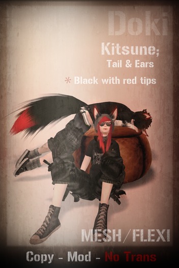 [D]oki - Kitsune Black Tipped; Red