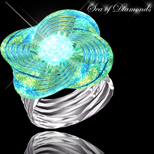 Ring (sm) - Caribbean Waters Dichroic Glass Ring Bague Jewelry (box)