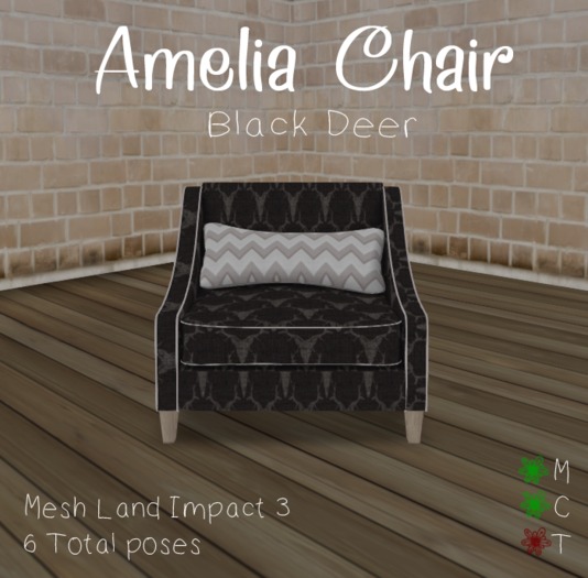 ~Doolally~ Amelia Chair Black Deer