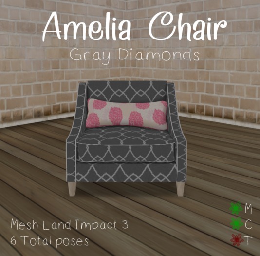 ~Doolally~ Amelia Chair Gray Diamond