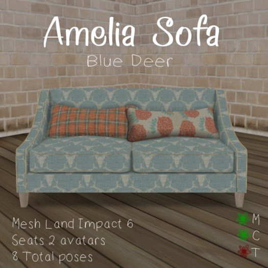 ~Doolally~ Amelia Sofa Blue Deer