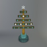 Musical Medium Green Round Base Wooden Mesh Hanukkah Bush