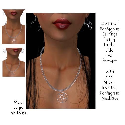 Silver Inverted Pentagram Necklace & Earrings (copy & mod) Box