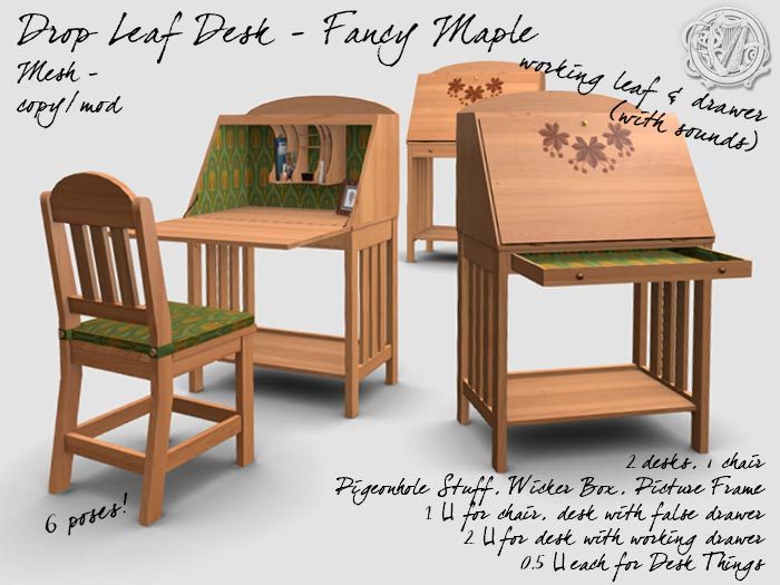 R(S)W Drop Leaf Desk - Fancy Maple