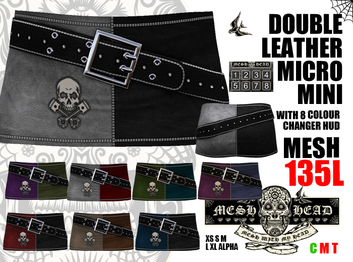 Mesh Head - Double Leather Micro Mini - All Sizes