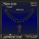 Luminesse Stavros Brown Silver MENS Necklace-Wear To Unpack